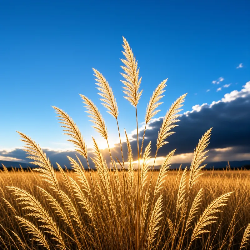 Golden Grass in Sunset Light