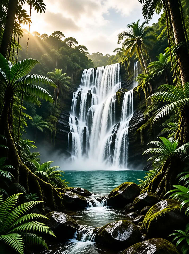 Tropical Jungle Waterfall