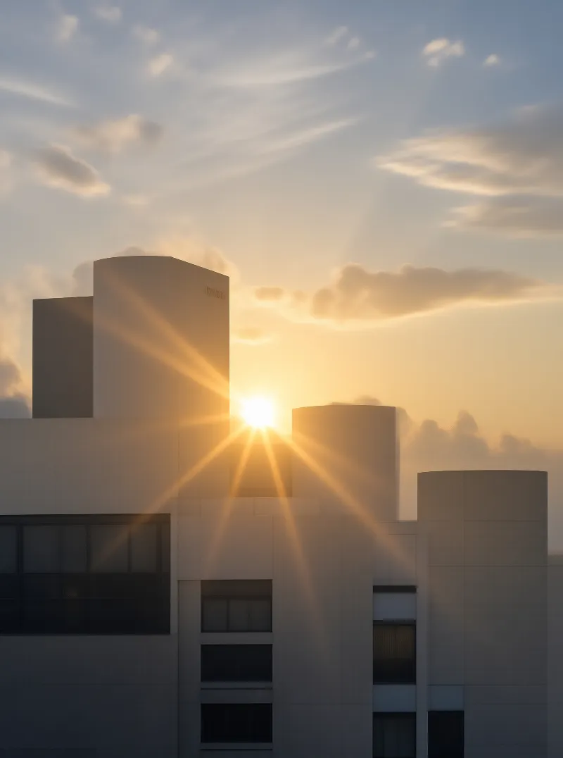 Sunset Behind City Buildings