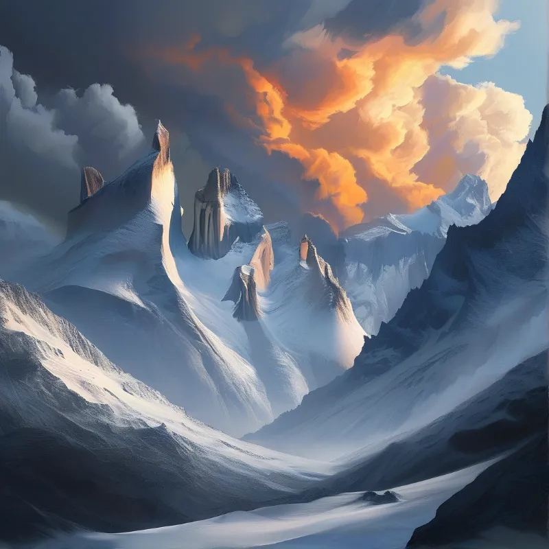 Majestic Snowy Peaks at Dusk
