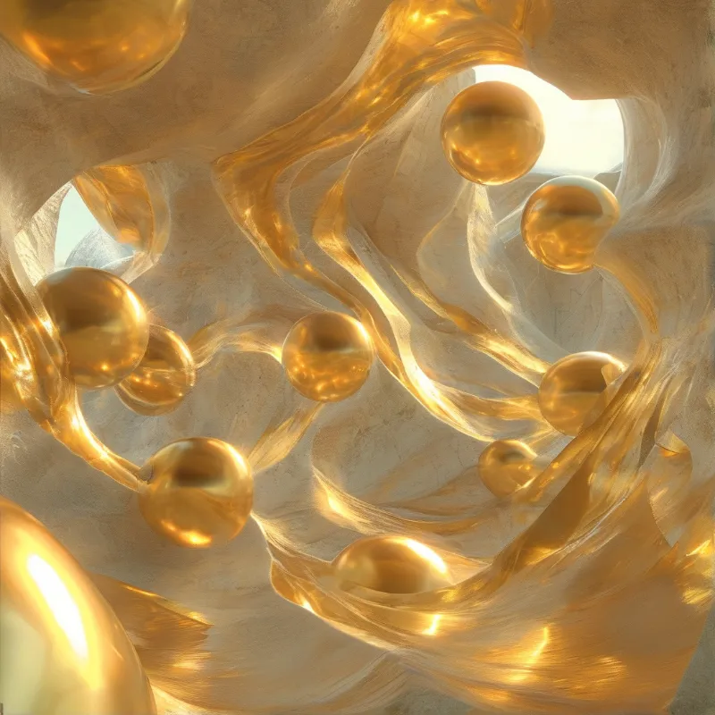 Abstract Golden Fluid Art