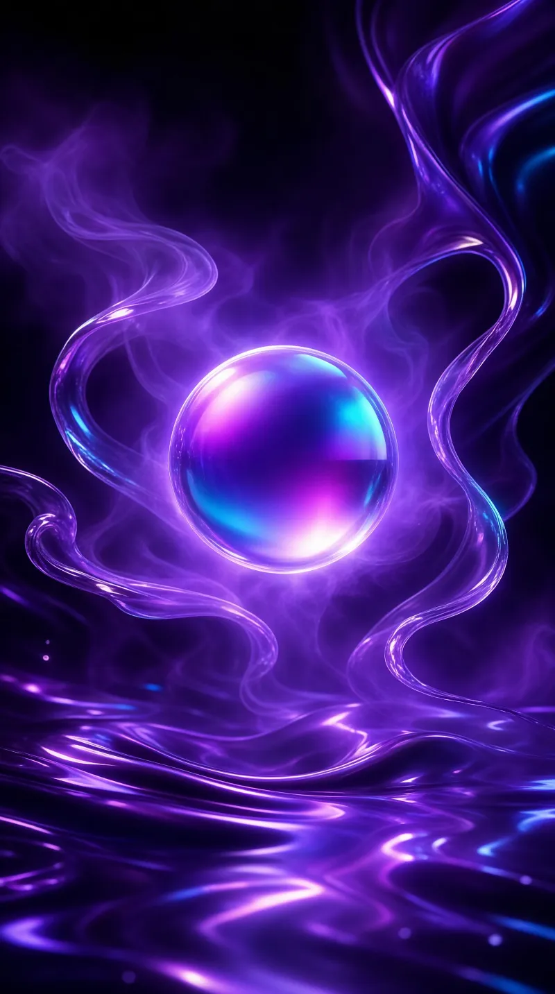 Glowing Purple Orb with Fluid Streams