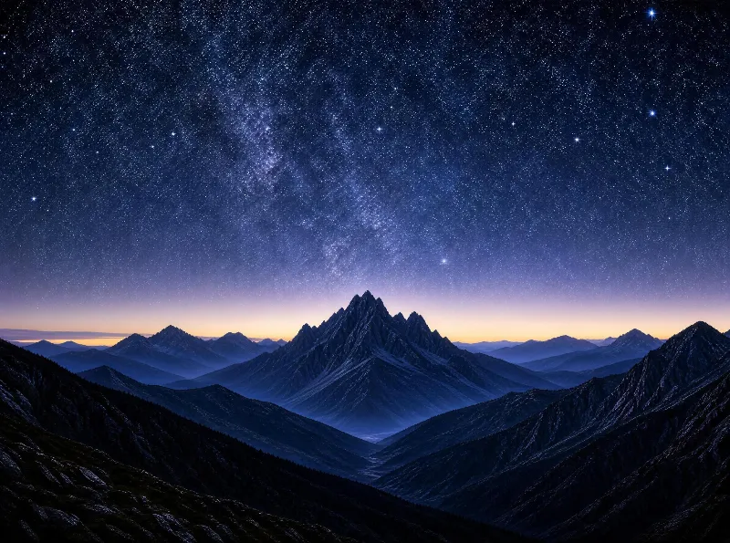 Starry Sky Above Mountains