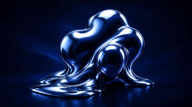 Glossy Blue Metal Form