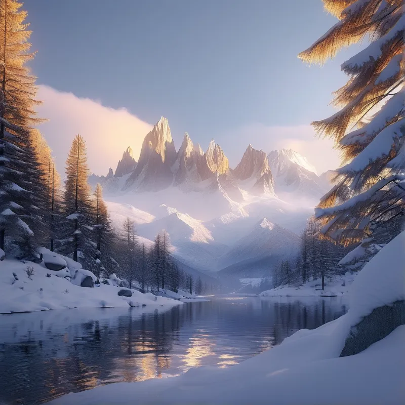 Serene Winter Mountain Lake