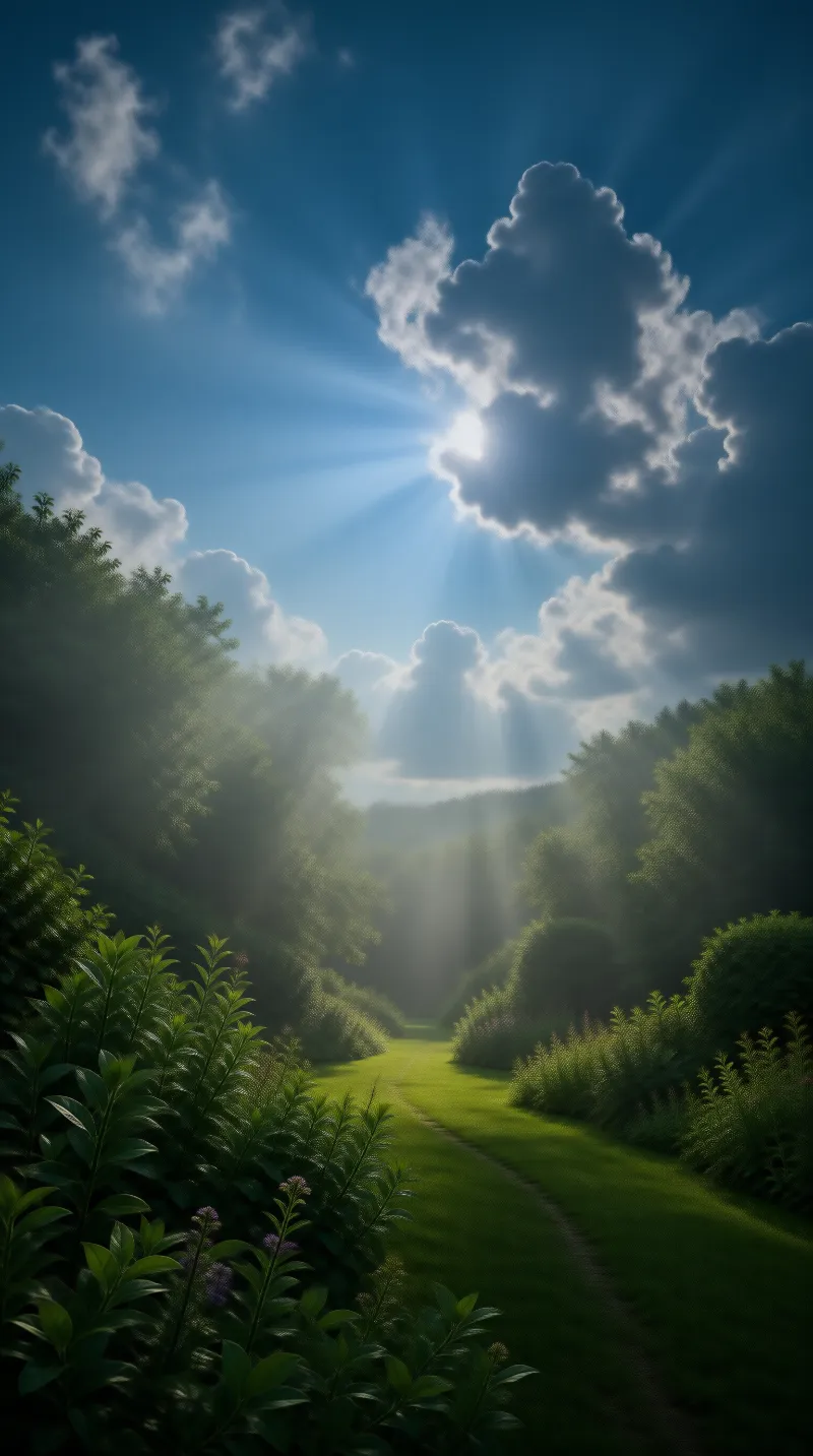 Sunlit Path Through Forest