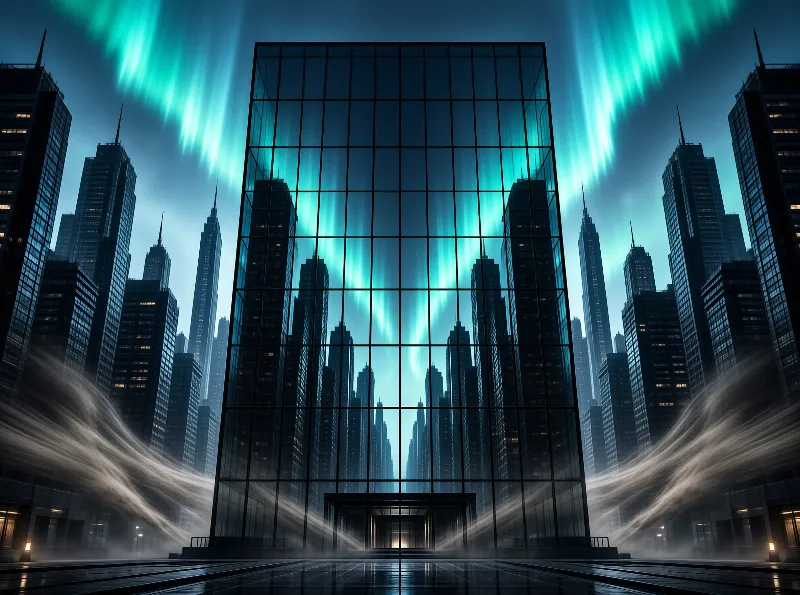 Futuristic City with Aurora