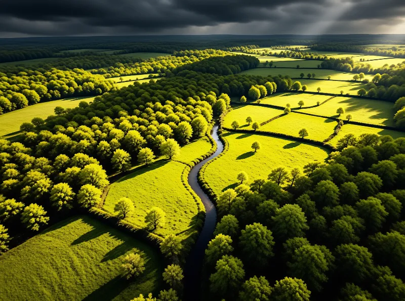 Green Countryside Aerial View