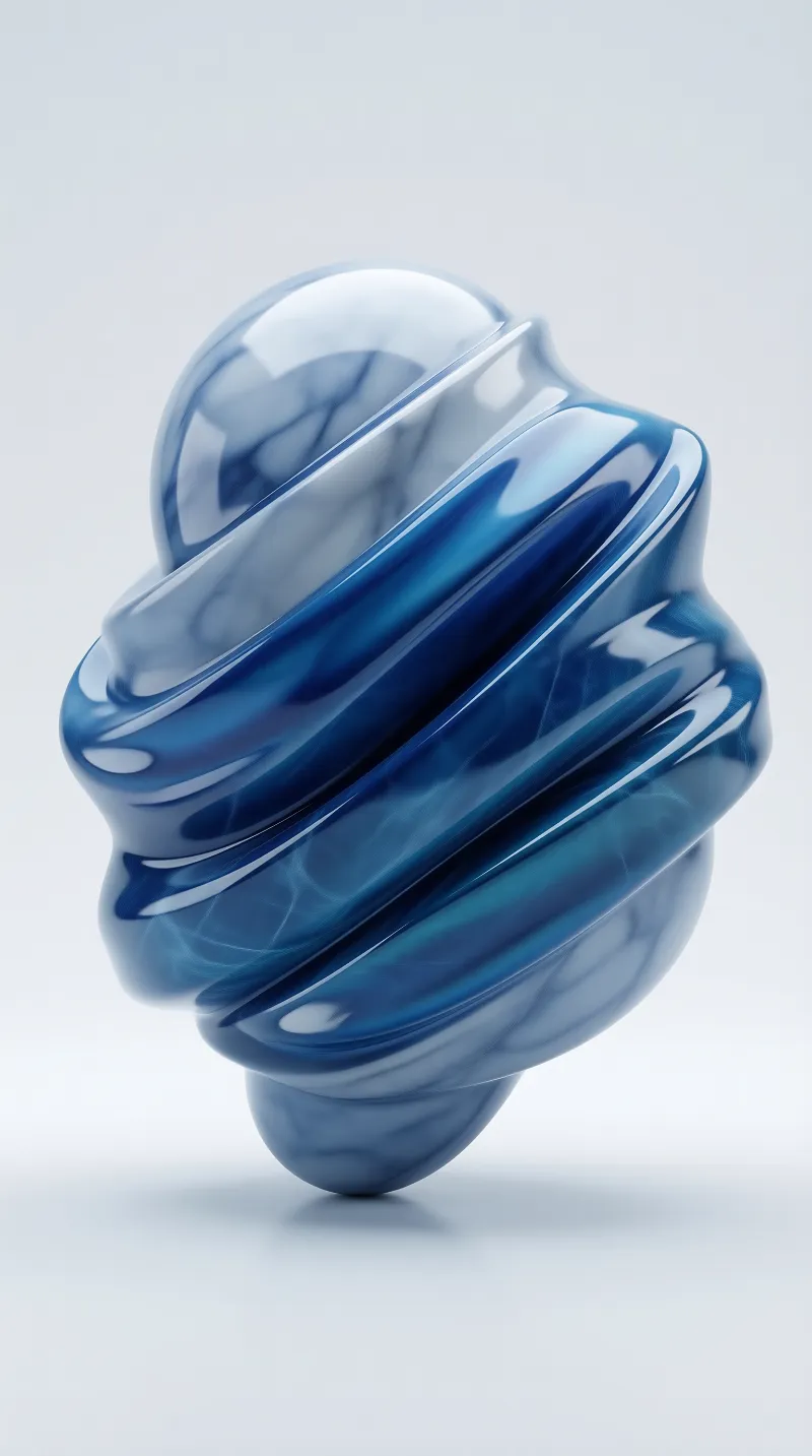 Glossy Blue Spiral Form