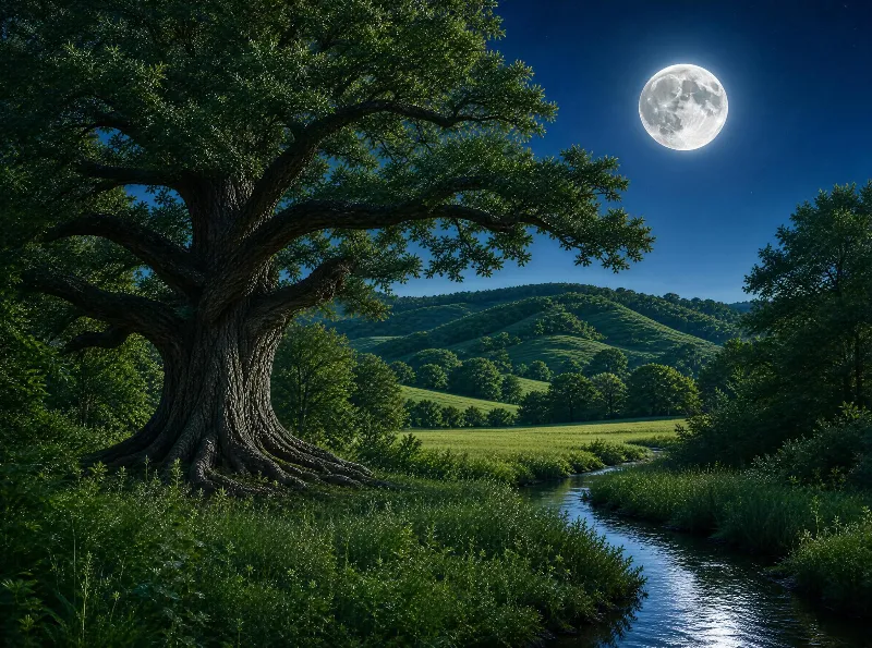 Moonlit Forest Scene