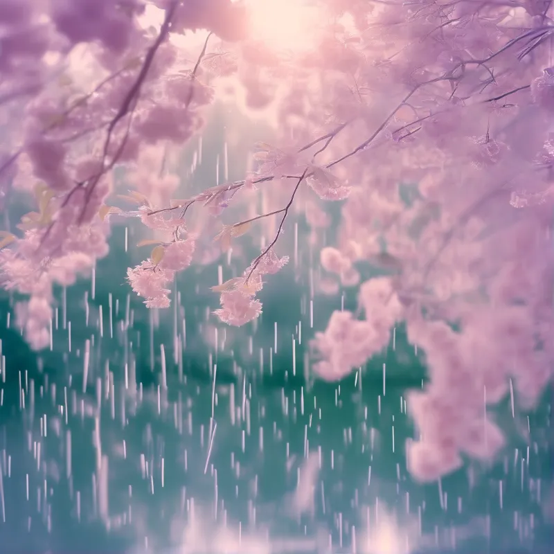 Cherry Blossoms in Rain