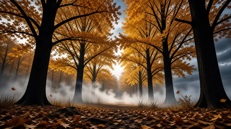 Misty Autumn Forest