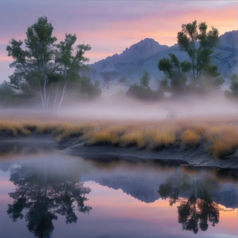 Misty Mountain Reflection