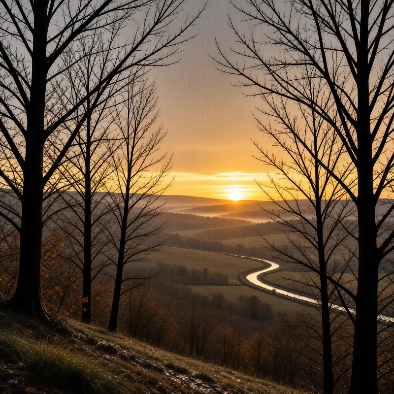 Sunset Over Misty Valley