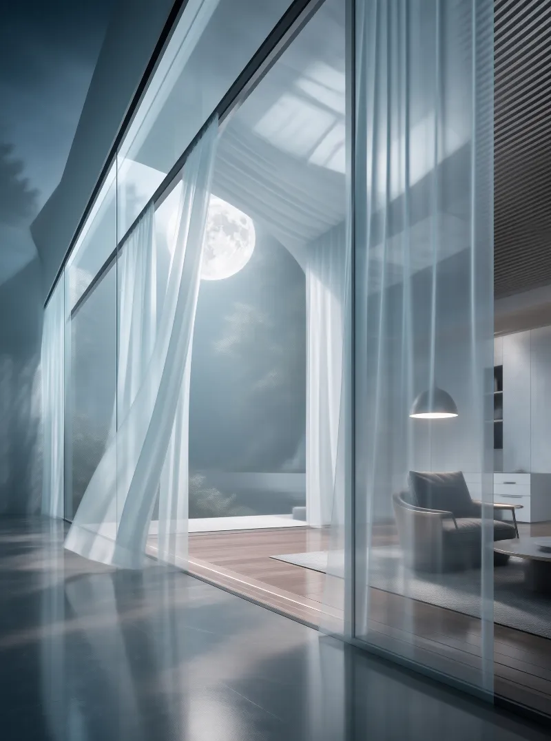 Modern Interior with Moonlight