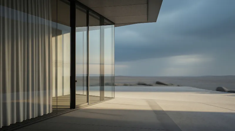 Modern Glass House in Desert