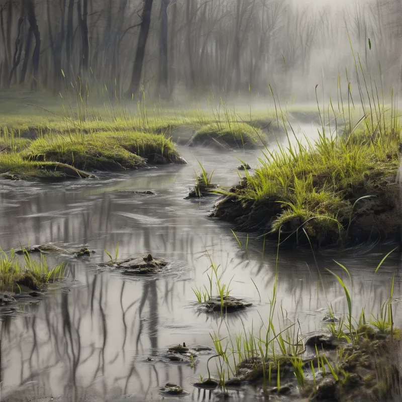 Misty Forest Stream