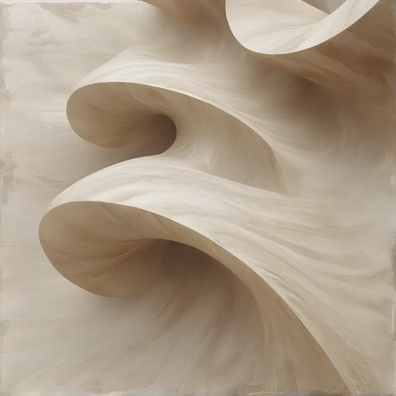 Layered translucent glass curves ripple across a grey sculpted relief with glossy highlights and deep shadowed crevices.