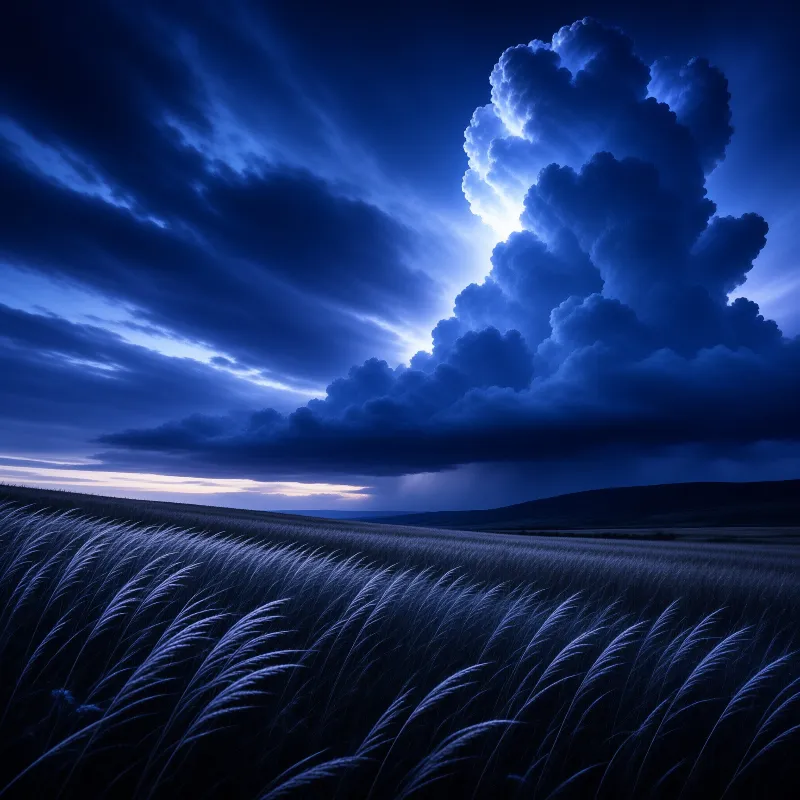 Twilight Storm Over Field