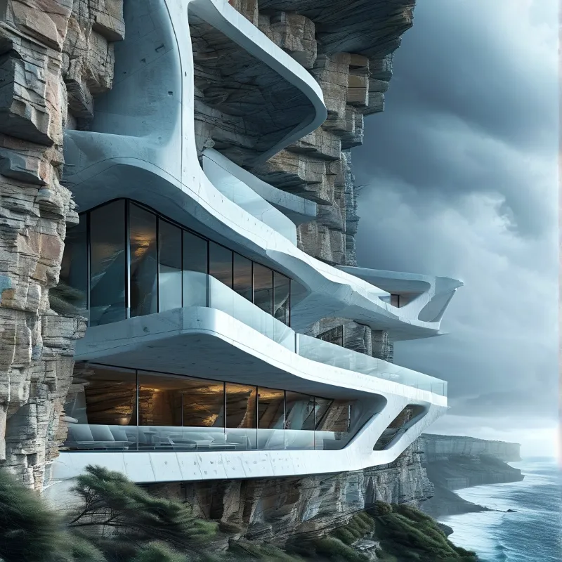 Futuristic Cliffside Residence
