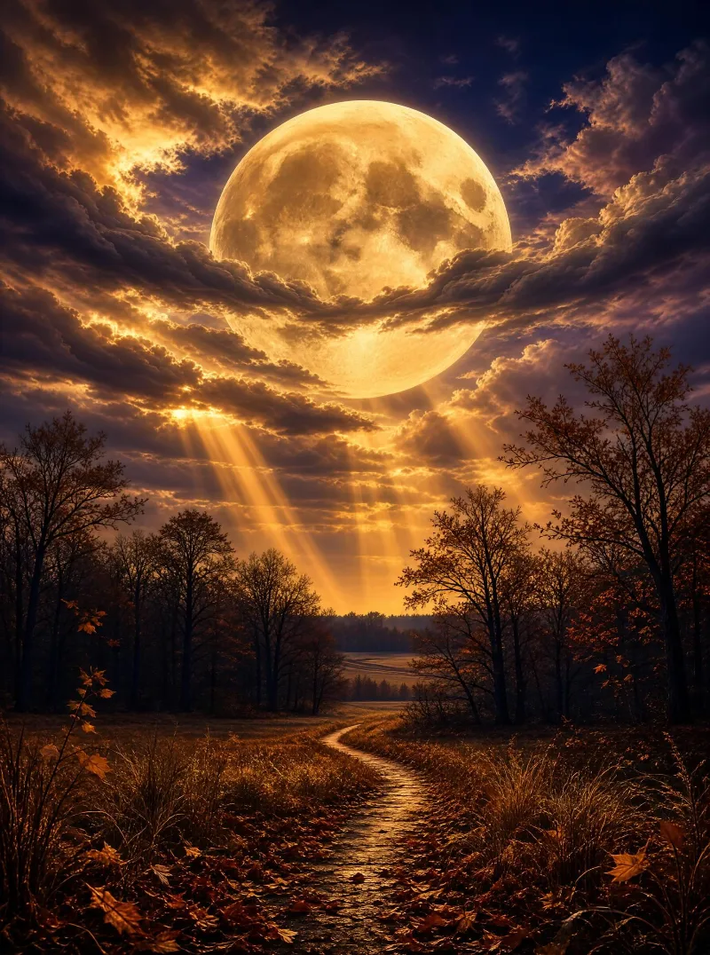 Autumn Moonlit Path