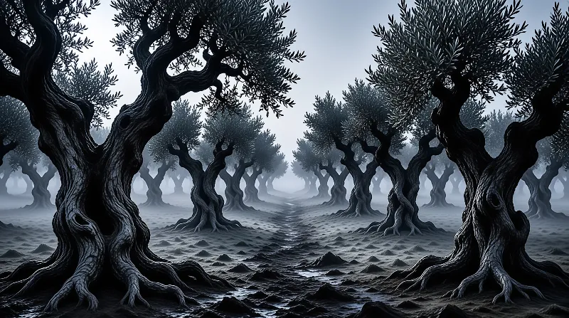 Gnarled Trees in Mist