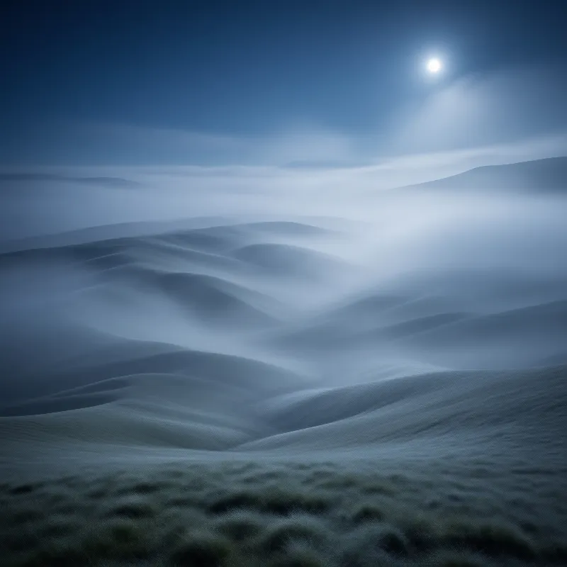Misty Dunes Under Moonlight