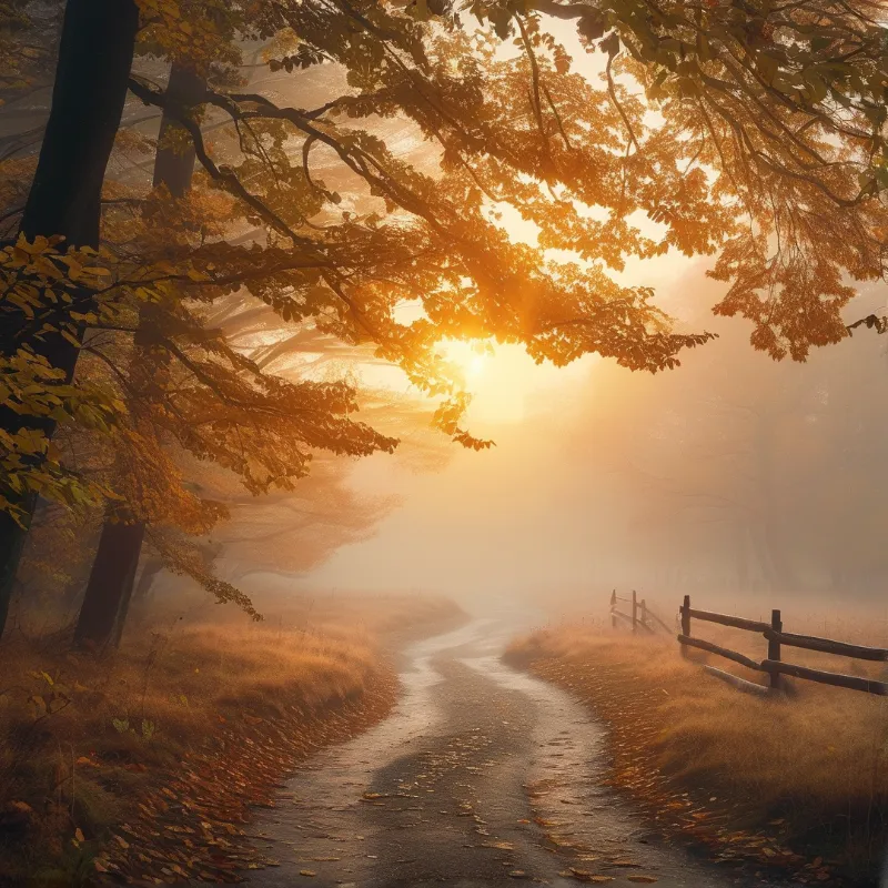 Sunlit Autumn Path