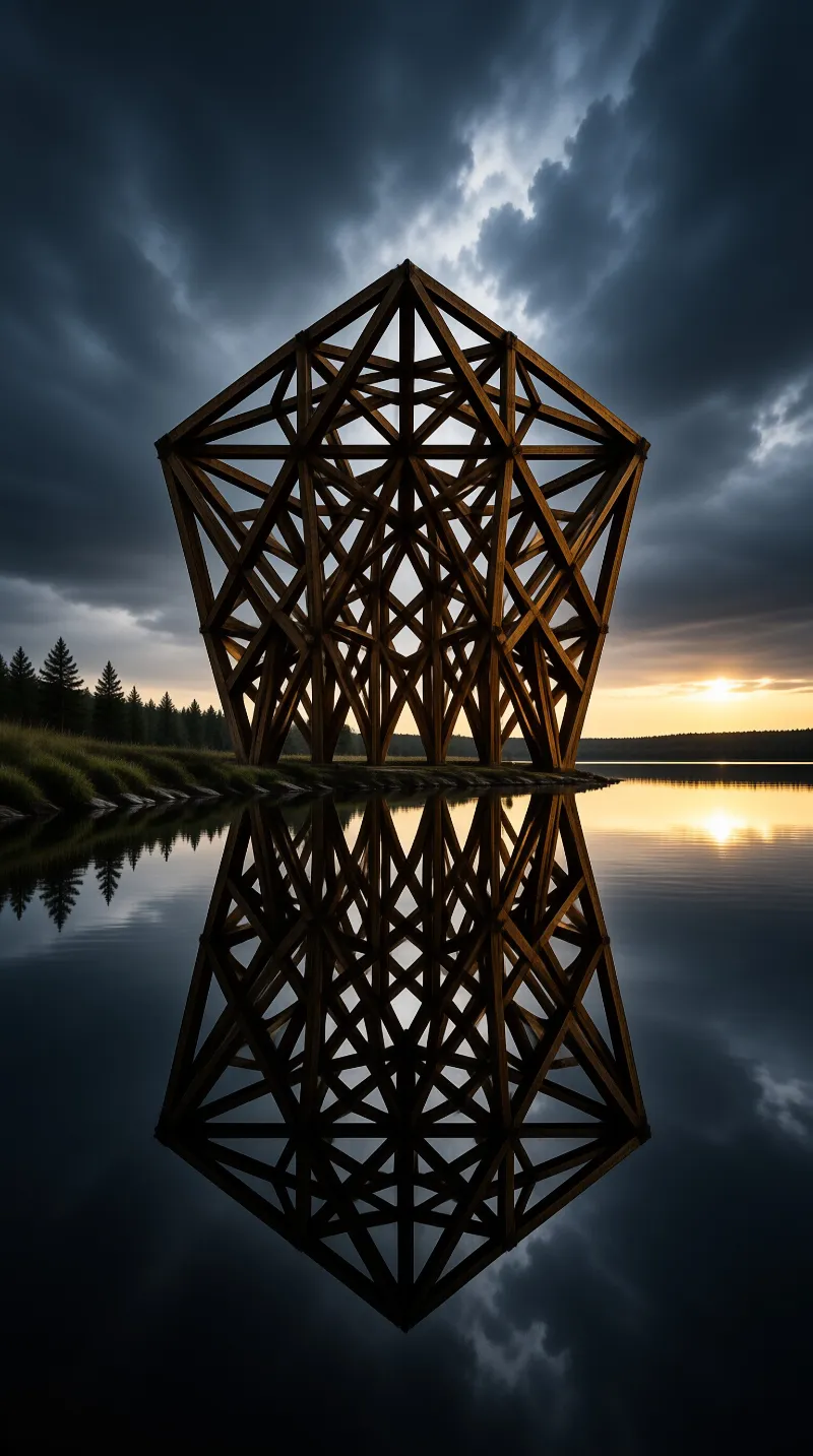 Geometric Wooden Sculpture