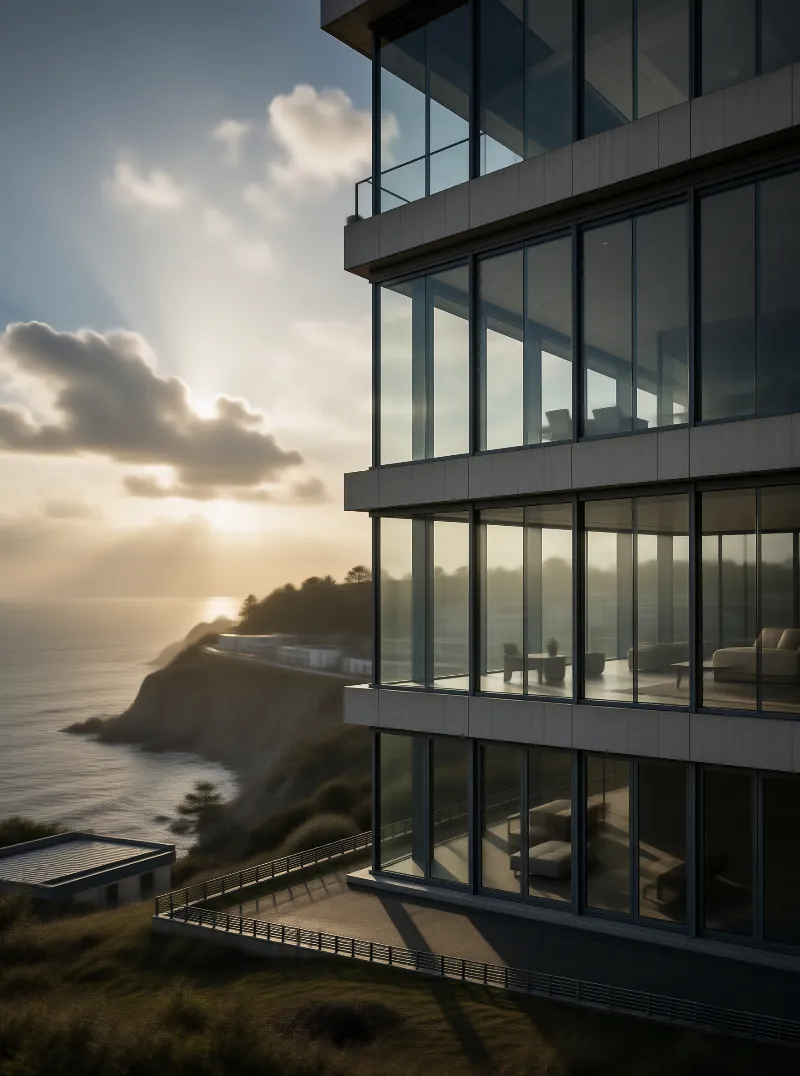 Sunset View of Glass Building