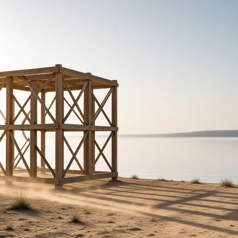 Wooden Frame on Shore