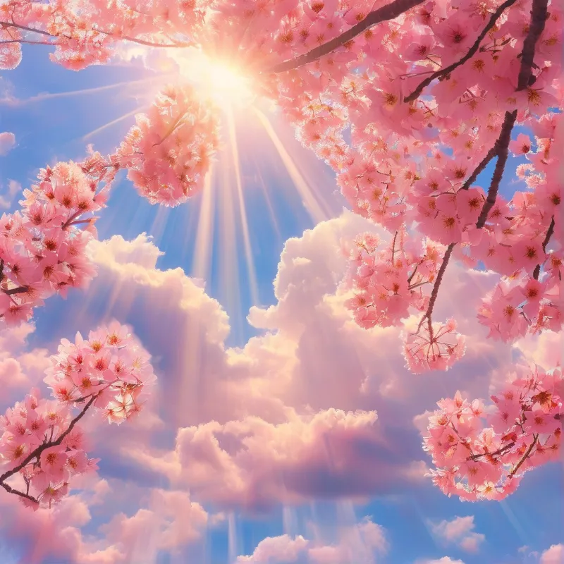 Sunny Cherry Blossom Sky