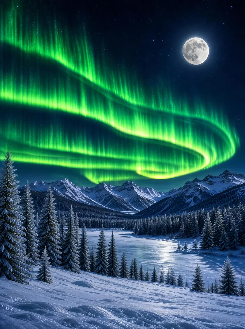 Northern Lights Over Snowy Wilderness