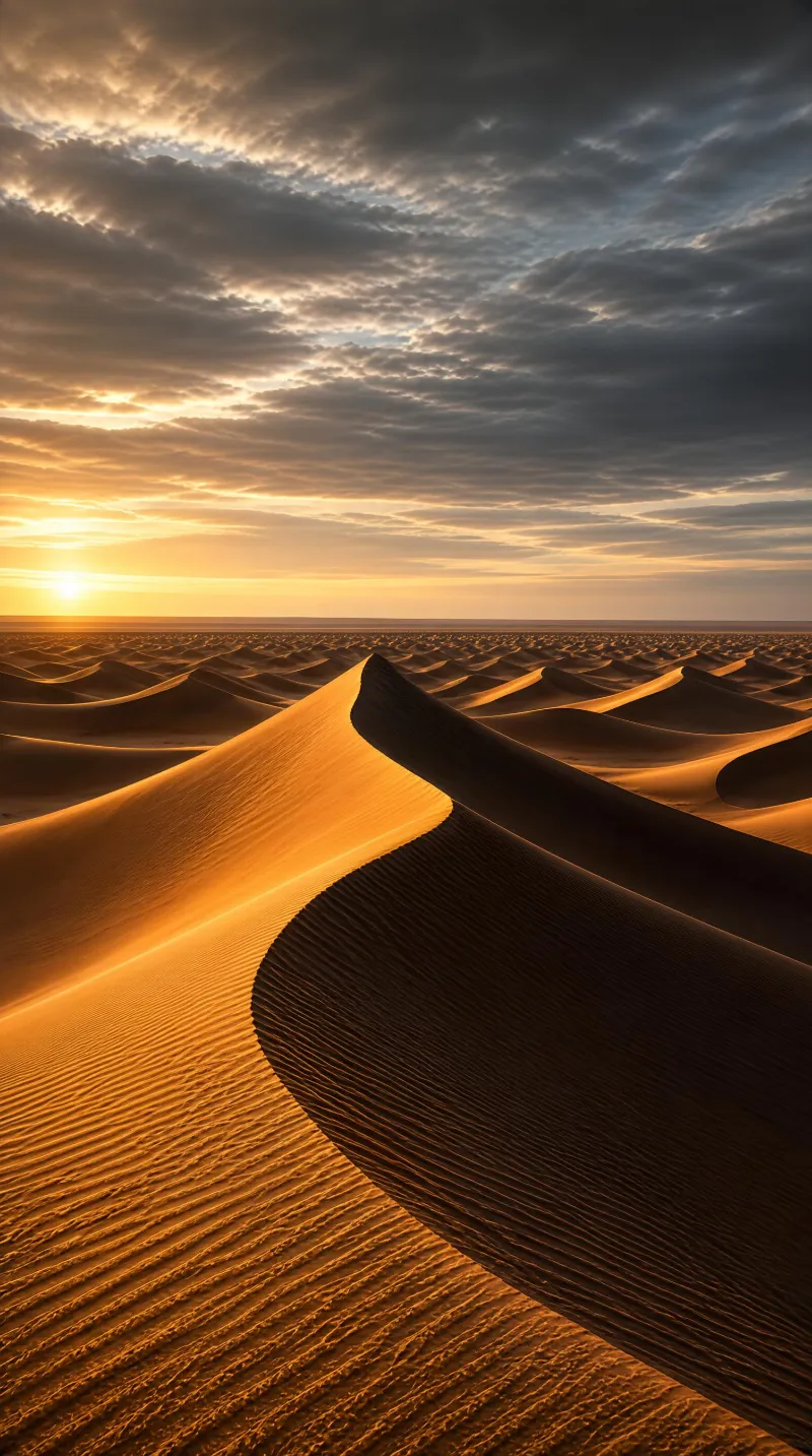 Golden Desert Dunes at Sunset