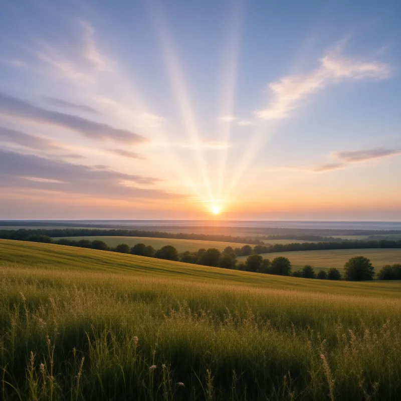 Sunrise Over Rolling Hills