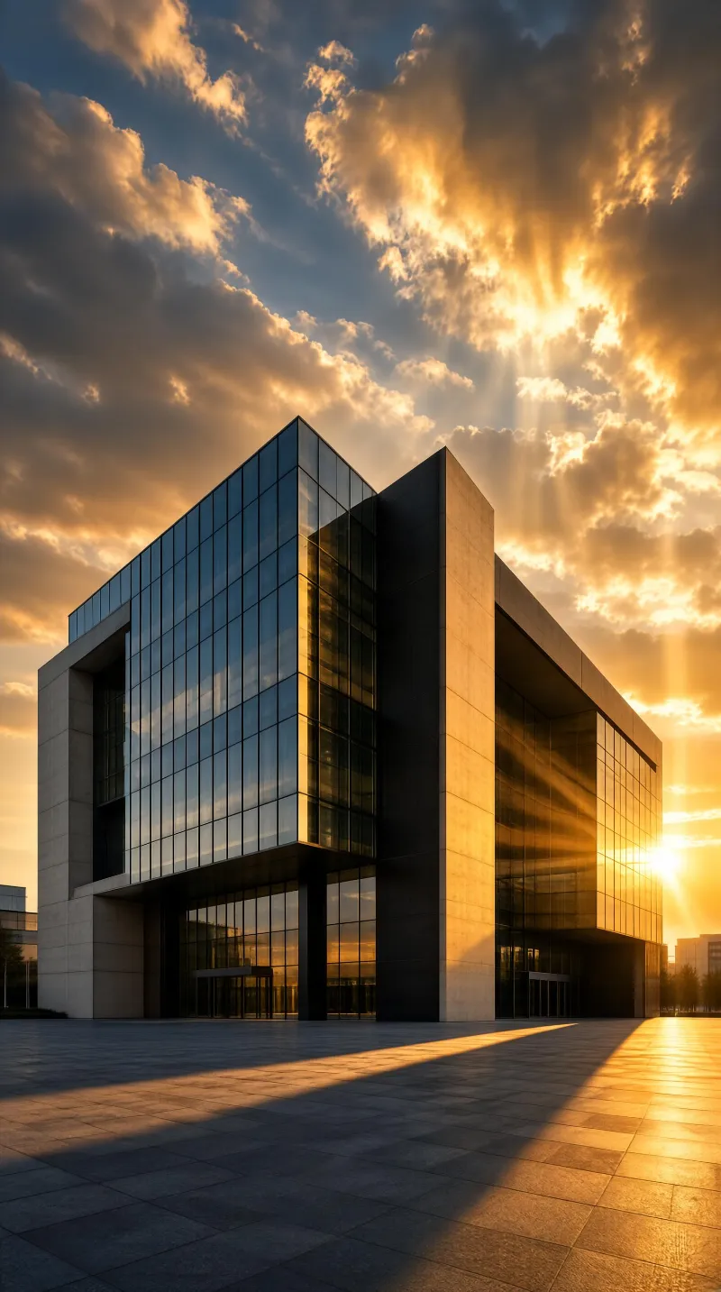 Modern Architecture at Sunset