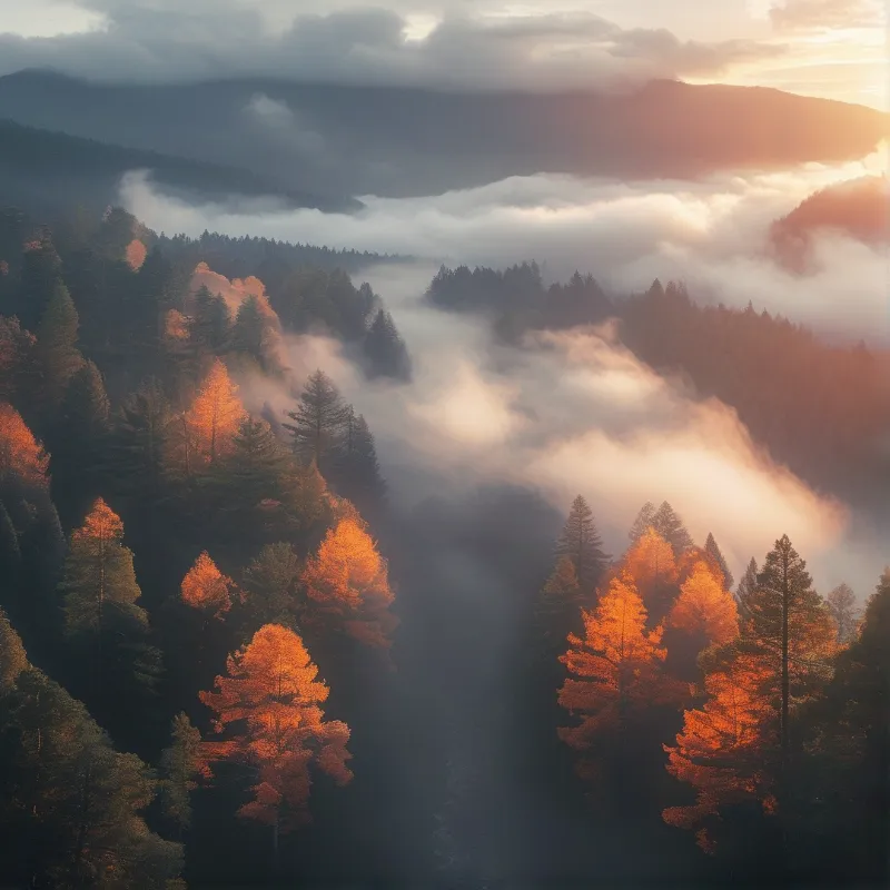 Autumn Forest in the Mist