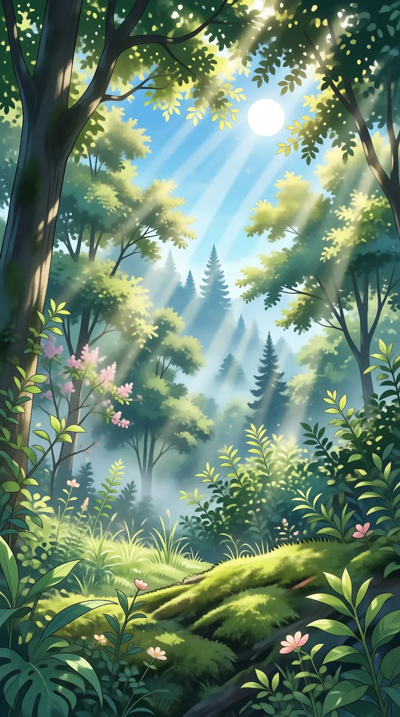 Sunlit Forest Scene