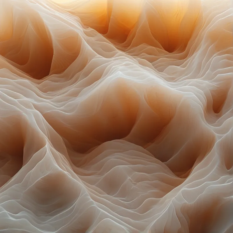 A smooth cream material curves gently creating soft shadows and highlights under warm directional lighting.