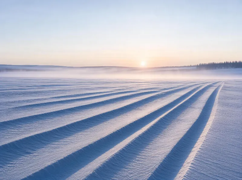 Snowy Tracks at Sunrise