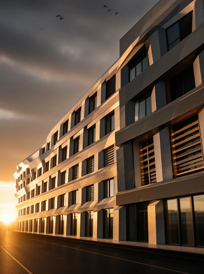 Modern Building at Sunset