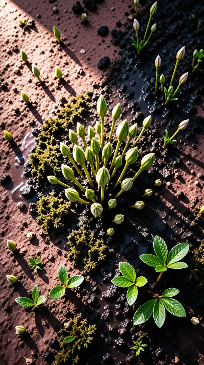 Blooming Buds in Soil
