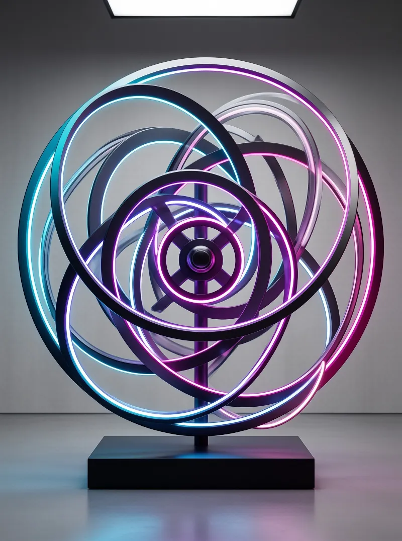 Futuristic Neon Ring Sculpture