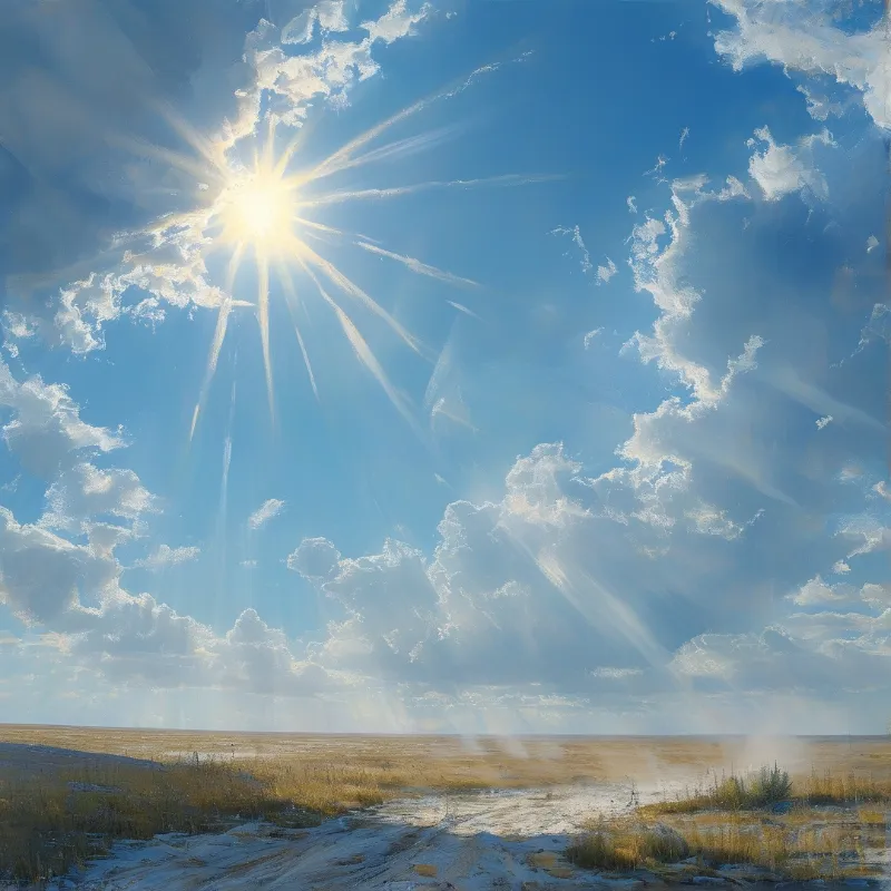 Radiant Sun Over Landscape