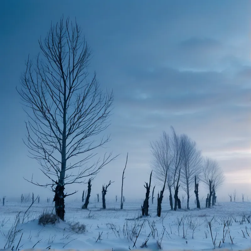 Winter Snowscape with Trees