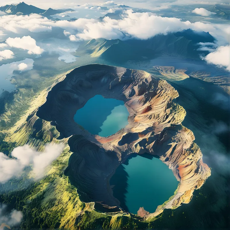 Twin Volcanic Crater Lakes