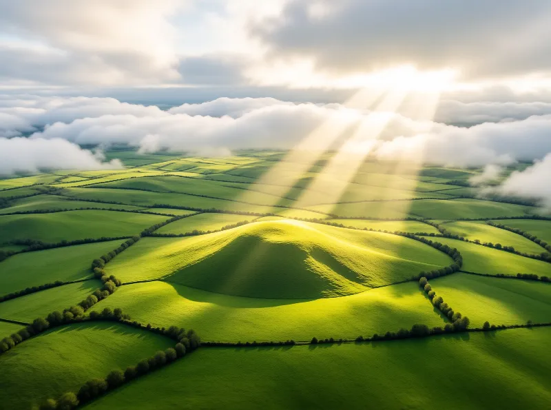 Sunlight Over Green Fields