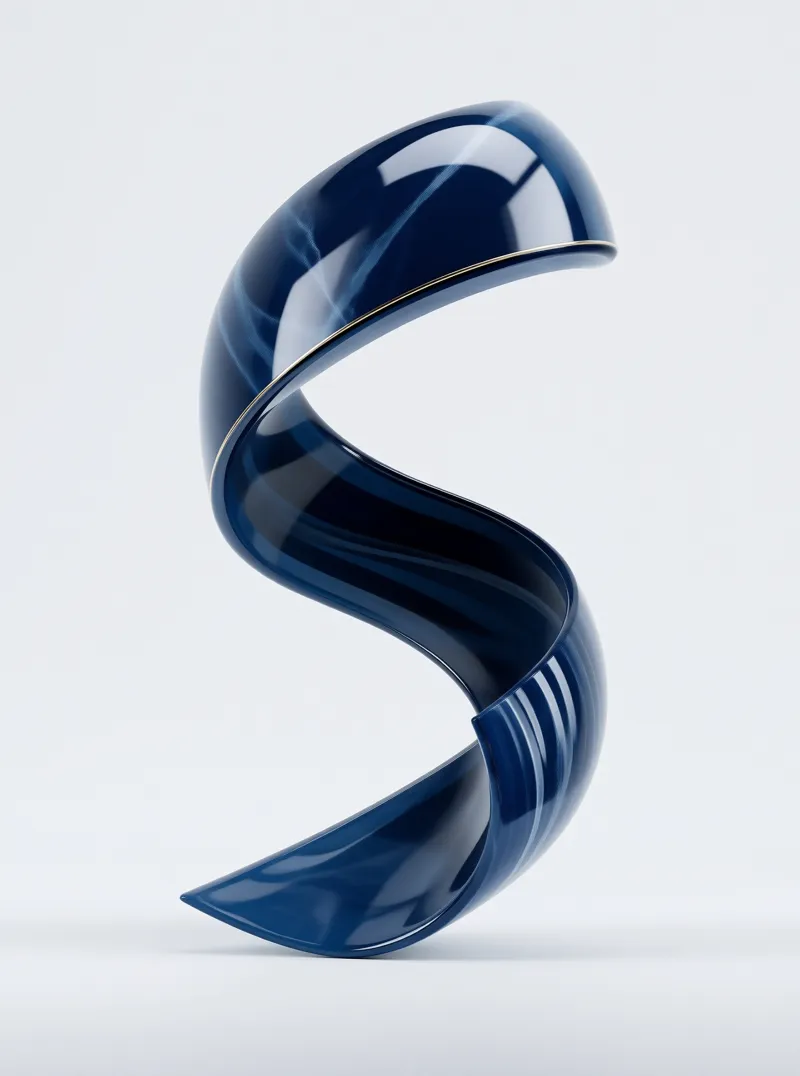 Twisted Navy Blue Abstract Sculpture
