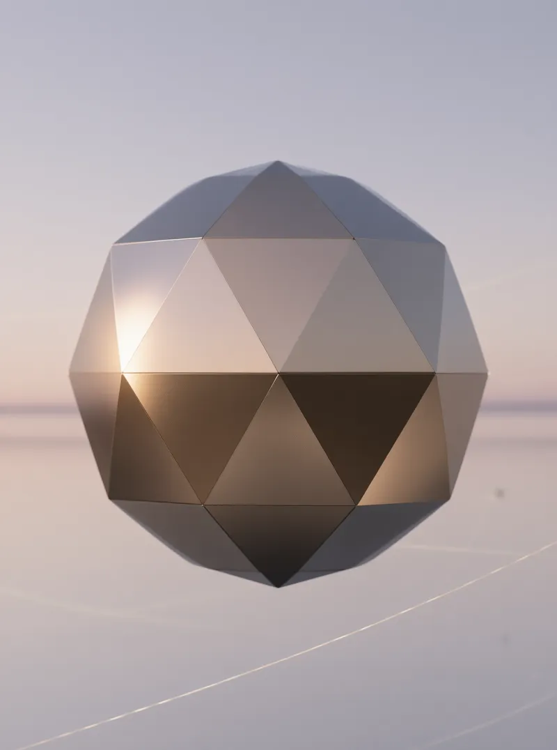 Faceted Sphere in Sunset Light