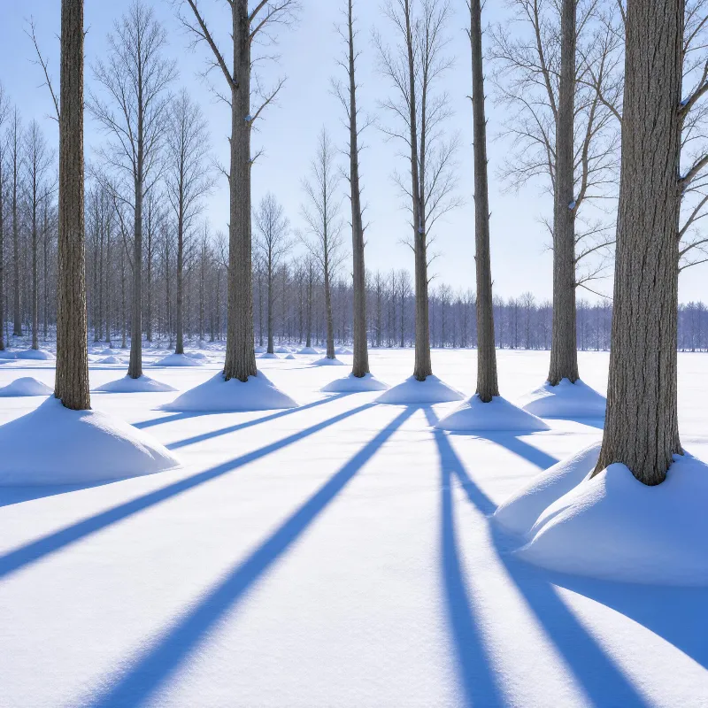 Winter Forest with Snow Mounds